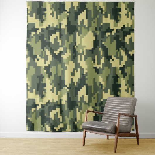 Tenture Camouflage numérique en bois à 8 bits / Camo (En situation)
