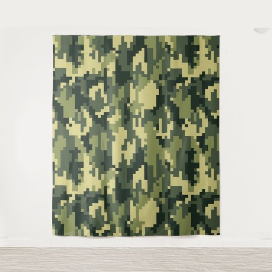 Tenture Camouflage numérique en bois à 8 bits / Camo (Devant)