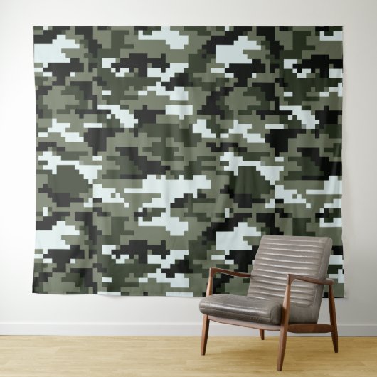 Tenture Camouflage urbain numérique à 8 bits / Camo (En situation (horizontale))