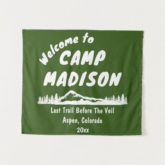 Tenture Camp Bachelorette Bach Mountain Camping Prop Sign (Devant (Horizontal))