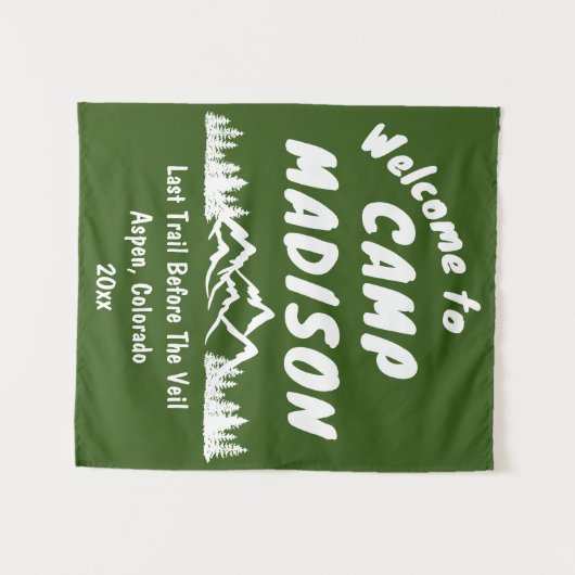 Tenture Camp Bachelorette Mountain Camping Party Prop Sign (Devant (Horizontal))