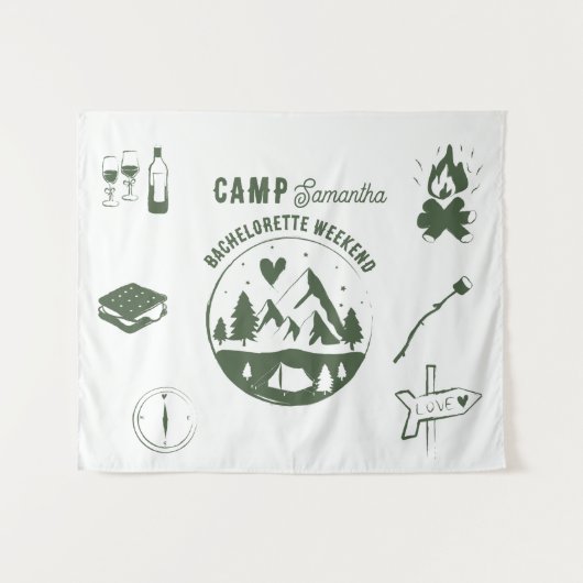 Tenture Camp de fête de Bachelorette Camping Bach Week-end (Devant (Horizontal))