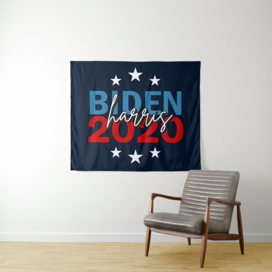 Tenture Campagne électorale Biden Harris 2020 Fond bleu (En situation (horizontale))