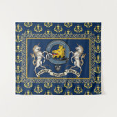 Tenture Campbell Clan Badge & Motto avec Unicorns (Devant (Horizontal))