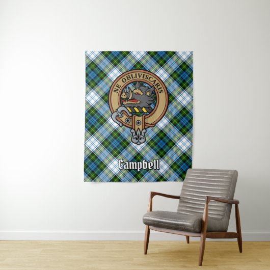 Tenture Campbell Crest au-dessus de Tartan (En situation)
