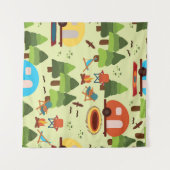 Tenture Camping - caravane, chaises de camping, cheminée (Devant (Horizontal))