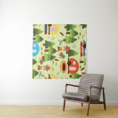 Tenture Camping - caravane, chaises de camping, cheminée (En situation (horizontale))