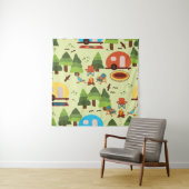 Tenture Camping - caravane, chaises de camping, cheminée (En situation)