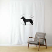 Tenture Canaan Chien - Halloween Lune Silhouette Classique (En situation)
