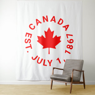 Tenture Canada est. 1er juillet 1867 texte feuille d'érabl