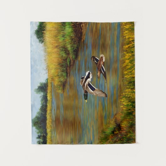 Tenture Canards-Majards Survolant L'Étang (Devant)