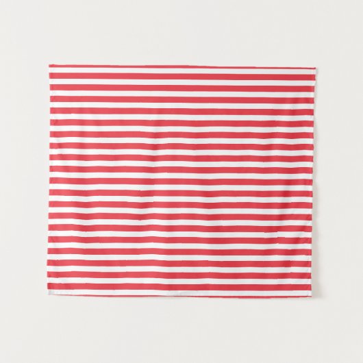 Tenture Candy Cane Rouge et Blanc Simple Rayé Horizontal (Devant (Horizontal))