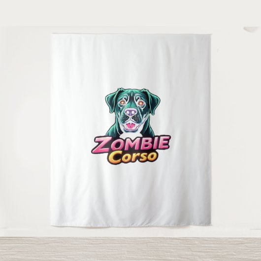 Tenture Cane Corso Italien Mastiff Chien Zombie Halloween  (Devant)