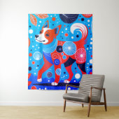 Tenture Canine Aqua-Orange (En situation)