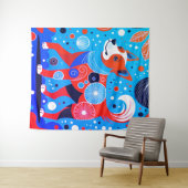 Tenture Canine Aqua-Orange (En situation (horizontale))