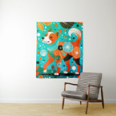 Tenture Canine Aqua-Orange (En situation)