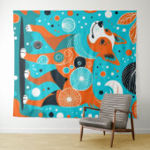 Tenture Canine Aqua-Orange (En situation (horizontale))