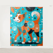 Tenture Canine Aqua-Orange (Devant)