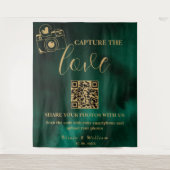 Tenture Capture The Love Emerald Green & Gold QR Backdrop (Devant)