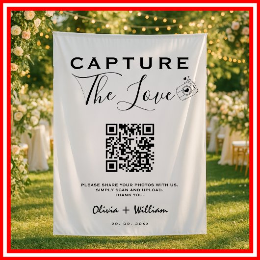 Tenture Capturez Le Mariage Love Modern QR Code Contexte