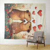 Tenture Capybara Love - Un moment de pré romantique (En situation (horizontale))
