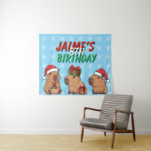 Tenture Capybara Noël Anniversaire Fête (En situation (horizontale))