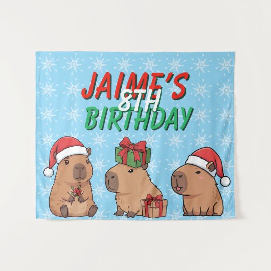 Tenture Capybara Noël Anniversaire Fête (Devant (Horizontal))