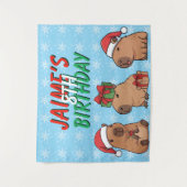 Tenture Capybara Noël Anniversaire Fête (Devant)