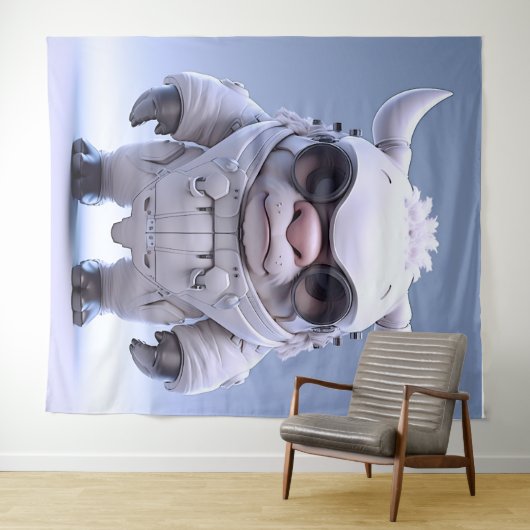 Tenture Caractère à cornes mignonnes (En situation (horizontale))