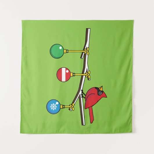 Tenture Cardinal Rouge à Noël Branche nu (Devant (Horizontal))