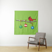 Tenture Cardinal Rouge à Noël Branche nu (En situation)