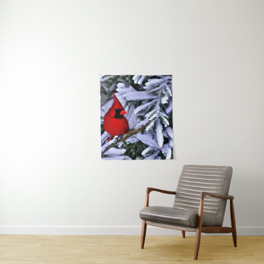 Tenture Cardinal rouge d'hiver (En situation)