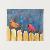 Tenture Cardinals on the Fence Painting - Art original (Devant (Horizontal))