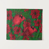 Tenture Cardinaux et poinsettia pour Noël (Devant (Horizontal))