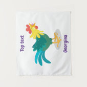 Tenture Caricature amusante du coq à rames (Devant)