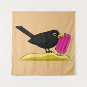 Tenture Caricature Blackbird Manger Une Crème De Glace (Devant)