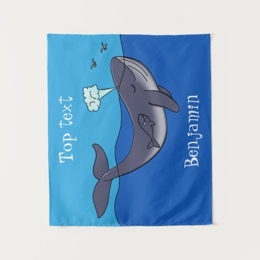 Tenture Caricature de baleine mignonne et de baleine de ve (Devant)