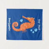 Tenture Caricature de bulles d'hippocampe orange (Devant (Horizontal))