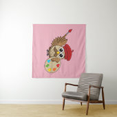 Tenture Caricature de Chouette Peintre Cute (En situation (horizontale))
