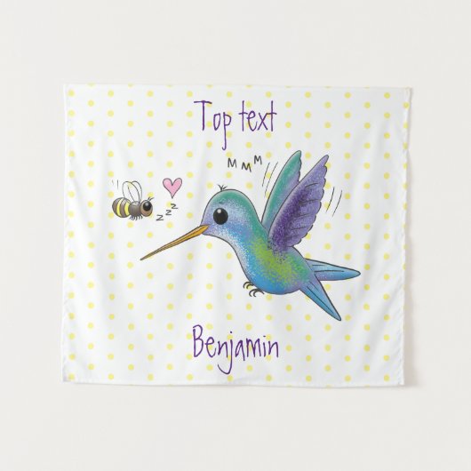 Tenture Caricature de colibri d'abeille mignonne (Devant (Horizontal))