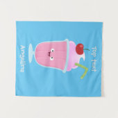 Tenture Caricature de crème glacée de fraise mignonne (Devant (Horizontal))