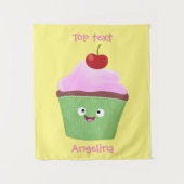 Tenture Caricature de cupcake joyeux (Devant)