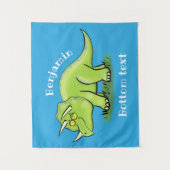 Tenture Caricature de dinosaure de triceratops vert mignon (Devant)