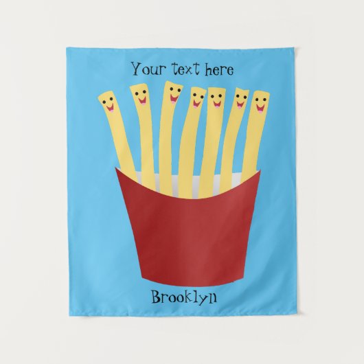 Tenture Caricature de frites Cute kawaii fast food (Devant)