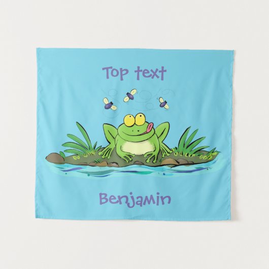Tenture Caricature de grenouille vert mignon (Devant (Horizontal))