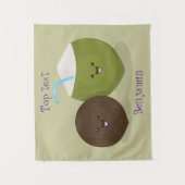 Tenture Caricature de noix de coco kawaii joyeux (Devant)