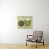 Tenture Caricature de noix de coco kawaii joyeux (En situation (horizontale))