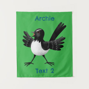 Tenture Caricature de Willie Wagtail australienne personna