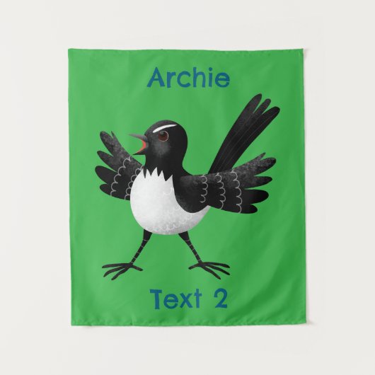 Tenture Caricature de Willie Wagtail australienne personna (Devant)