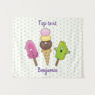 Tenture Caricature drôles de glace popsicle dessin animé t